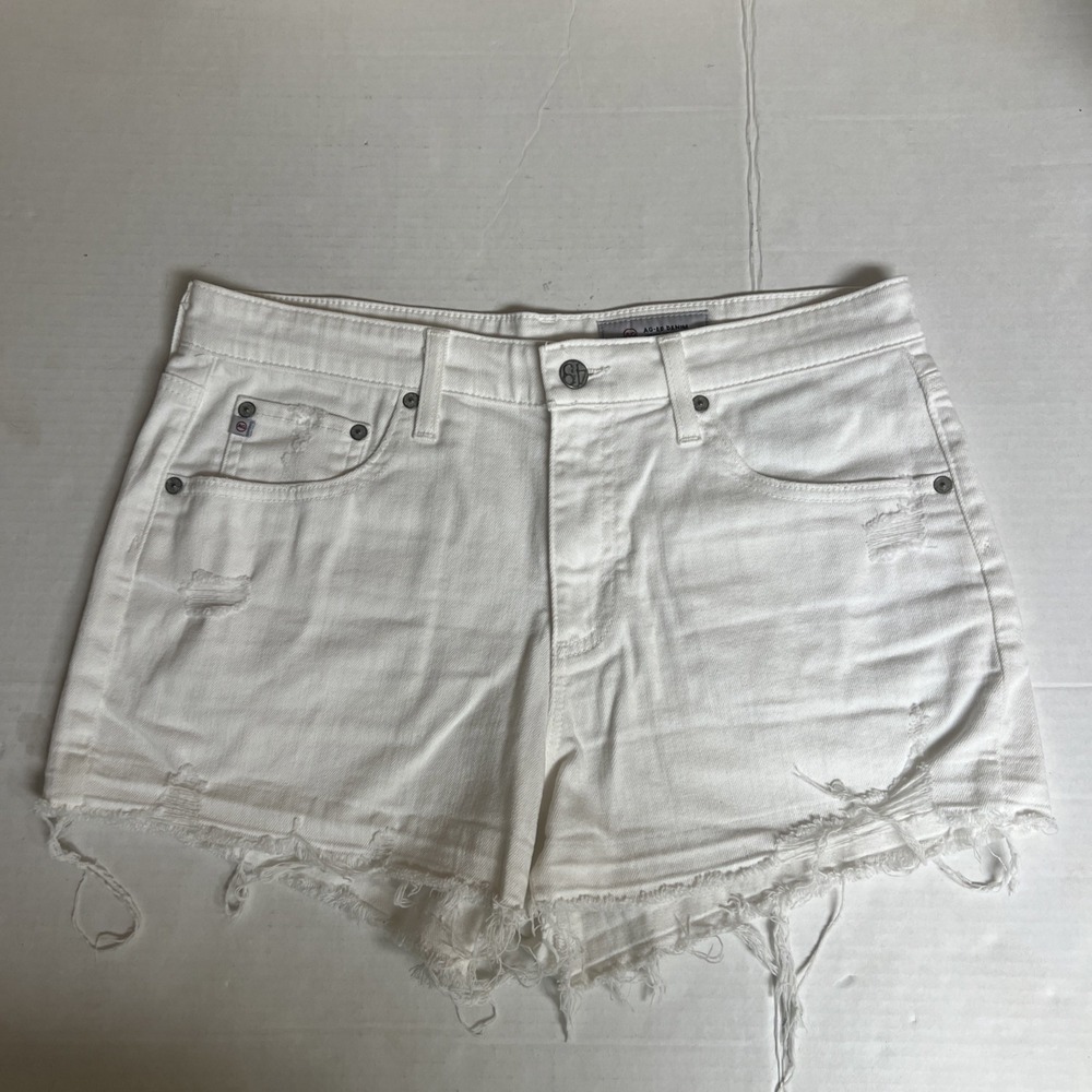 AG Adriano Goldschmied The Bryn Ex-Boyfriend Cut-Off White Denim Shorts 30 *READ